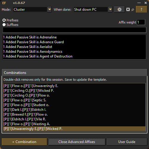 Advanced affix configuration