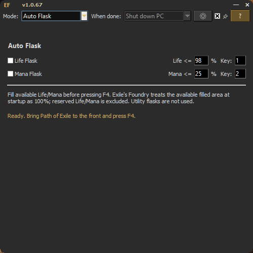 Automatic flask settings