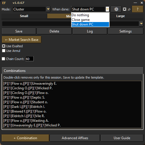 Completion action selector
