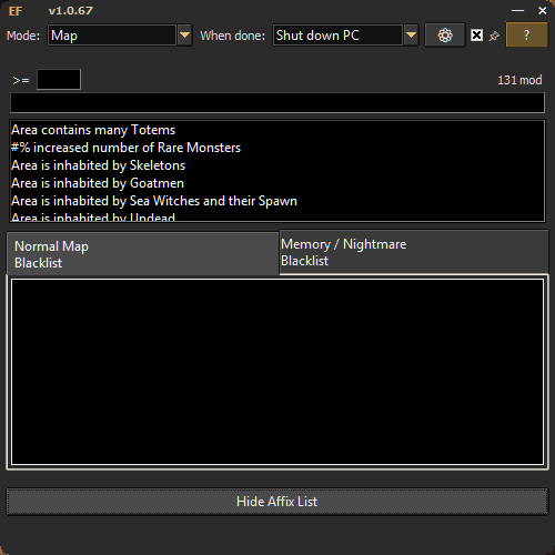 Map modifier blacklist